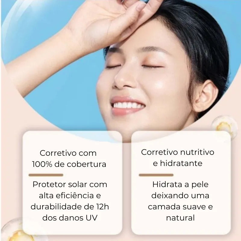 Corretivo Base Stick Coreano 2 em 1 – Cobertura Perfeita 100% Natural Efeito Matte